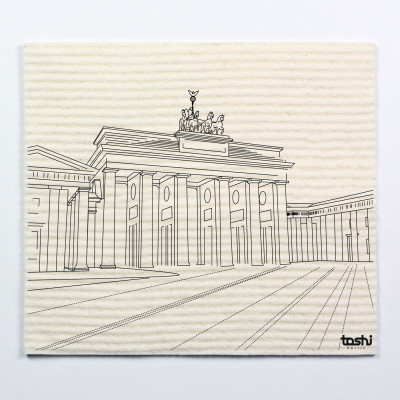Sponge cloth furbi: Trabi in front of Berlin Wall